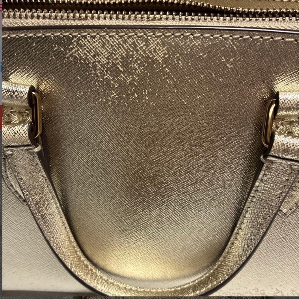 Tory Burch Metallic Rose Gold Saffiano Leather Satchel - Picture 3 of 7